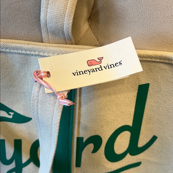 Vineyard Vines Cream Tote with Green Accents - Picture 5 of 10